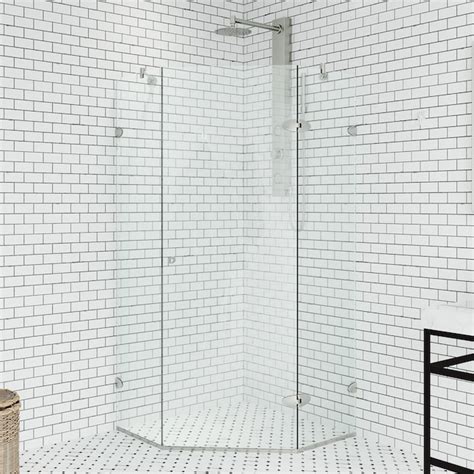 Vigo Verona Brushed Nickel 36 In W X 73 In H Frameless Hinged Shower Door In The Shower Doors