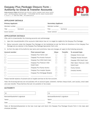 Fillable Online Easypay Plus Package Closure Form Authority To Close