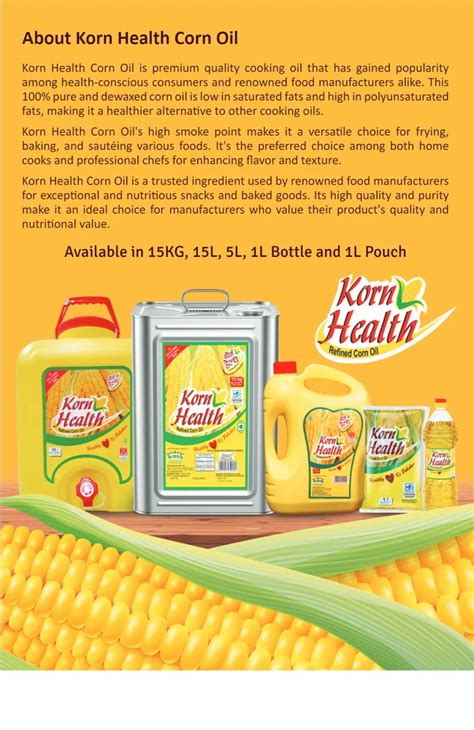 Pan India Korn Health Kg Tin Refined Corn Oil Low Cholestrol At Rs