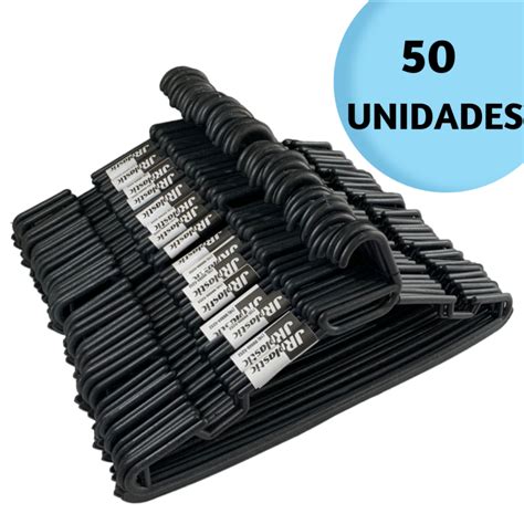 KIT 50 Cabides Adulto Preto Redondo Reforçado Shopee Brasil