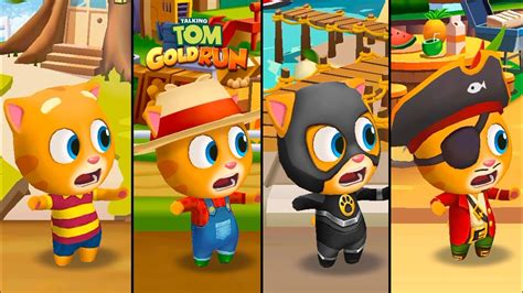 Talking Tom Gold Run Ginger Vs Farmer Ginger Vs Super Ginger Vs Pirate