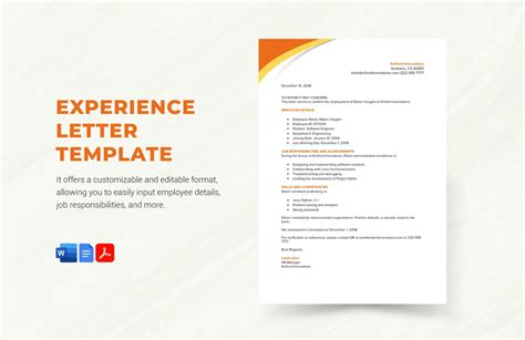 Experience Letter Templates In Pdf Experience Letter Template Download