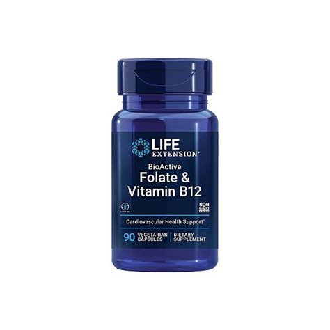 BioActive Folate Vitamin B12 90 Cápsulas Life Extension BH