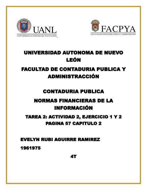 Atividad 2 4t Ejercicios Universidad Autonoma De Nuevo LeÓn Facultad De Contaduria Publica Y