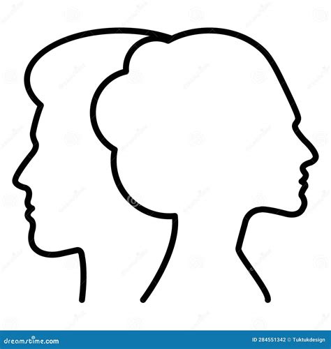 Male And Female Outline Face Profile Silhouette Vector Icon In A Glyph Pictogram Stock Vector