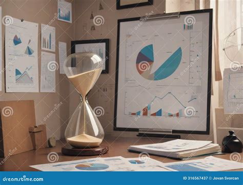 Time Management Concept Hourglass With Line Graphs Stock Illustration Illustration Of