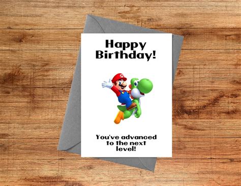 Super Mario Birthday Card Gamer Birthday Card Printable Birthday Card