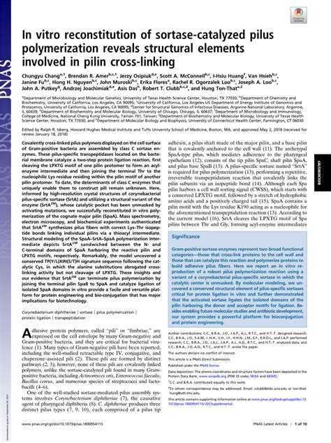 In Vitro Reconstitution Of Sortase Catalyzed Pilus Polymerization