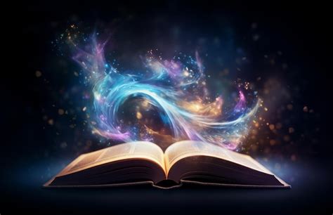 Premium Photo Open Book With Magic Light And Smoke On Dark Background