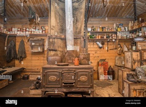 Inside Captain Earnest Shackleton S Hut At Cape Royds Antarctica Stock