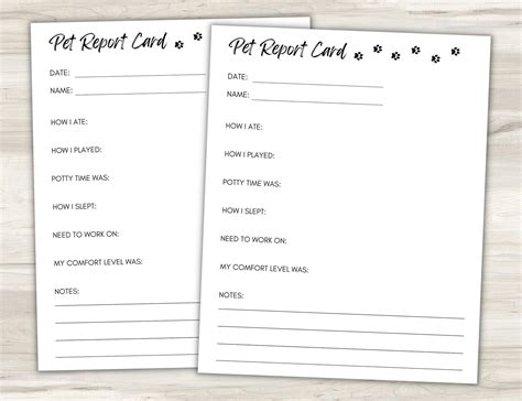 Pet Report Card Printable For Pet Sitter Business Dog Report Card Dog