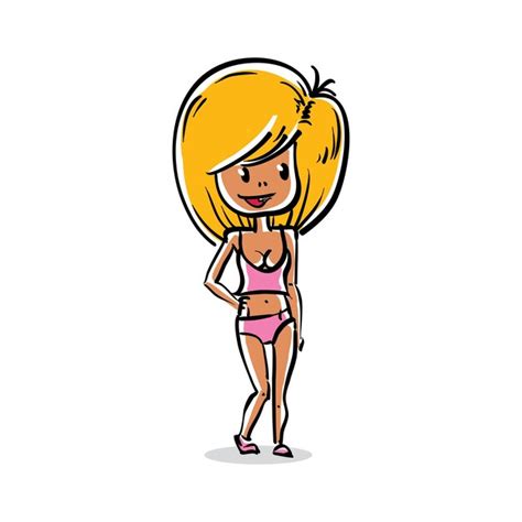 Expression Faciale D une Fille Blonde Dessin Animé Vectoriel Féminin Sexy Illustration