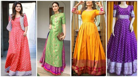 Latest Kurti From Old Saree Designs Saree Reuse Ideas Dress