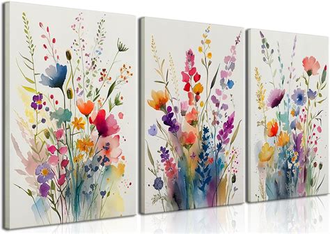 Amazon Svrxart Wildflower Wall Art Watercolors Floral Canvas Decor