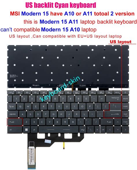 New Us Backlit Keyboard For Msi Modern A M A Mu A Sbl Ms