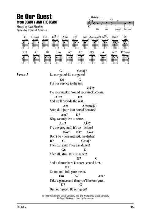 Be Our Guest (from Beauty And The Beast) by Alan Menken & Howard Ashman - Guitar Chords/Lyrics ...