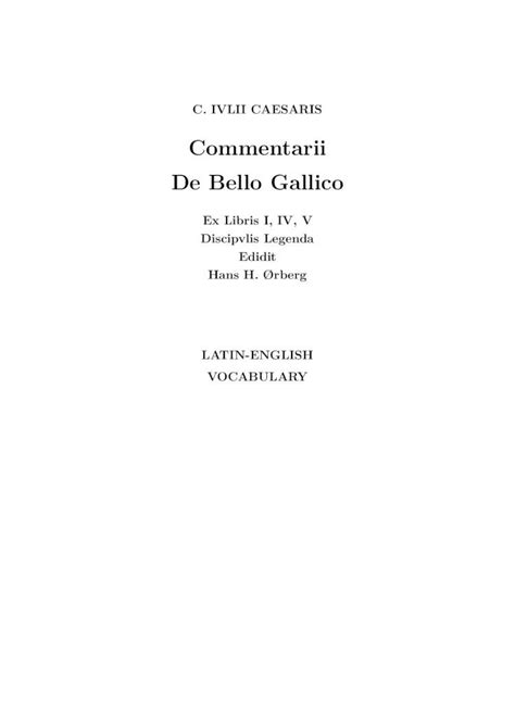 Pdf Caesar Commentarii De Bello Gallico Latin English Vocabulary