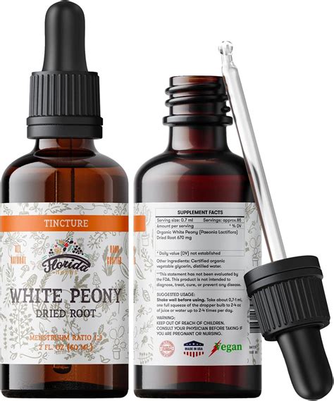 White Peony Tincture Organic White Peony Extract Paeonia Lactiflora Root Non Gmo