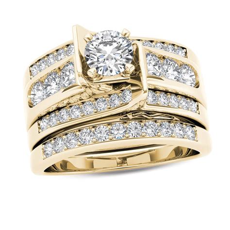 Previously Owned 1 1 4 Ct T W Diamond Multi Row Bridal Set In 14k Gold Zales