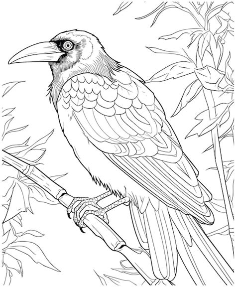 Premium Vector | Crow Coloring Page vectors for adults