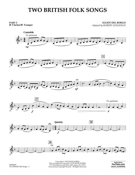 Two British Folk Songs Arr Robert Longfield Pt Bb Clarinet Bb