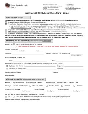 Fillable Online Colorado Department DS 2019 Extension Request For J 1