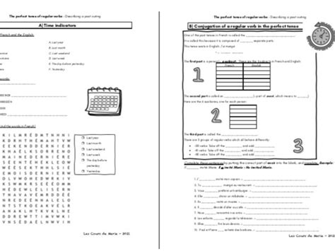 Perfect Tense Of Regular Verbs With Avoir Teaching Resources