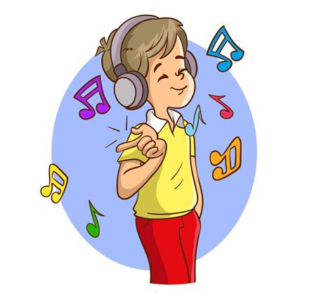 Vector Illustration Of Boy Listening To Music Vector Art At