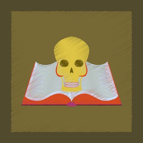 Flat On Background Of Book Skull Vector Eps Ai Uidownload