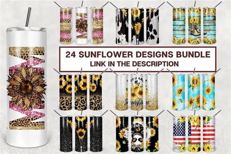 Sunflower Wood Tumbler Designs For 20oz Skinny Tumbler Sublimation Png