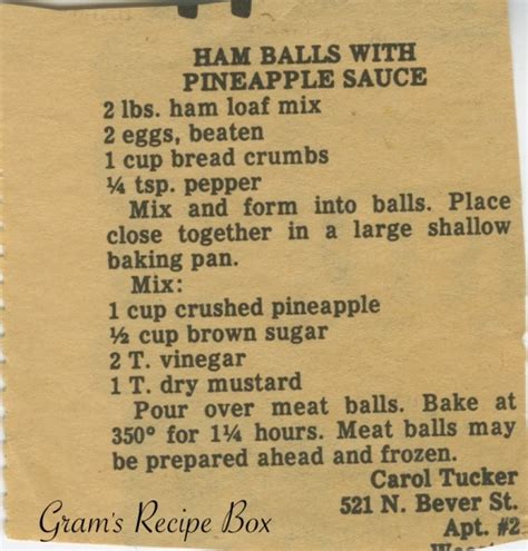 Ham balls with pineapple sauce | Gram's Recipe Box