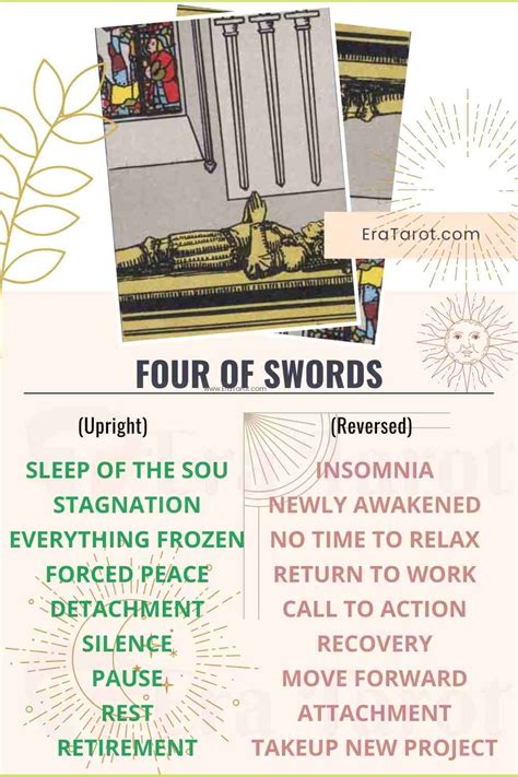 Four Of Swords Meaning Reversed Yes And No Love Life Eratarot