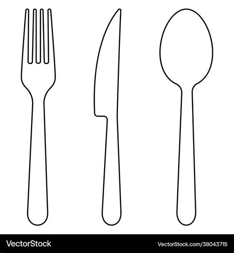 Fork Spoon And Knife Outline Royalty Free Vector Image