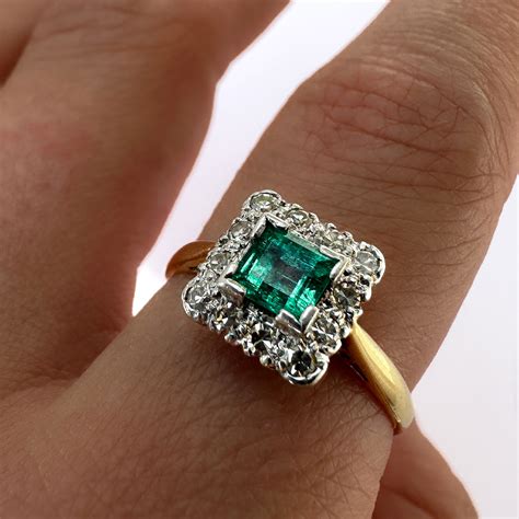 Antique Emerald And Diamond Engagement Ring Chique To Antique Jewellery