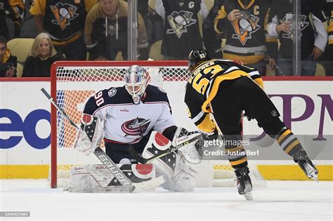 Teddy Blueger Of The Pittsburgh Penguins Is Stopped On A Penalty Shot