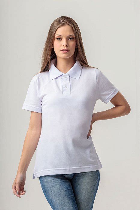 CAMISA POLO FEMININA BRANCA Loja Baziko