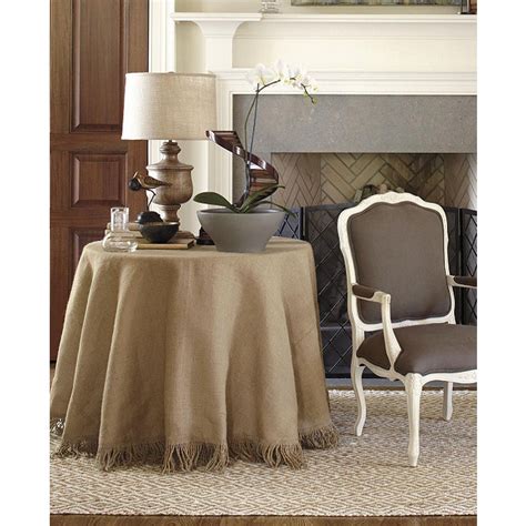 84 Inch Fringed Burlap Tablecloth Ballard Designs