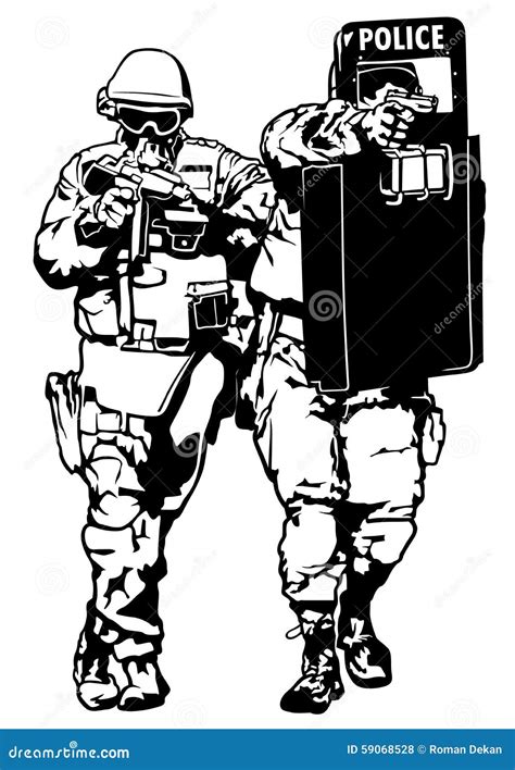 Police Forces Sniper With Rifle Vector Silhouette Cartoondealer