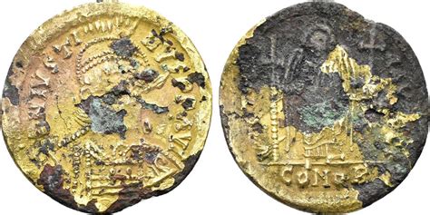 Byzantine Empire Fourr E Solidus Justin I Angel Holding Long