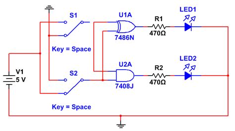 Half Adder using Logic Gates Circuit Diagram Simulation