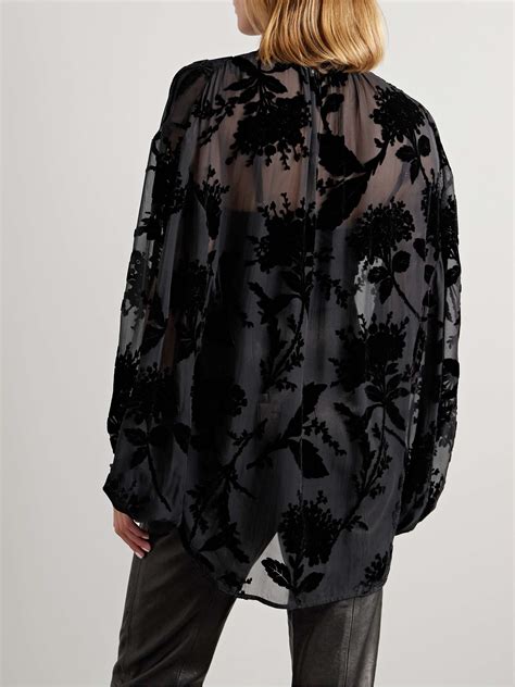 ZIMMERMANN Pussy bow dévoré crepe de chine blouse NET A PORTER