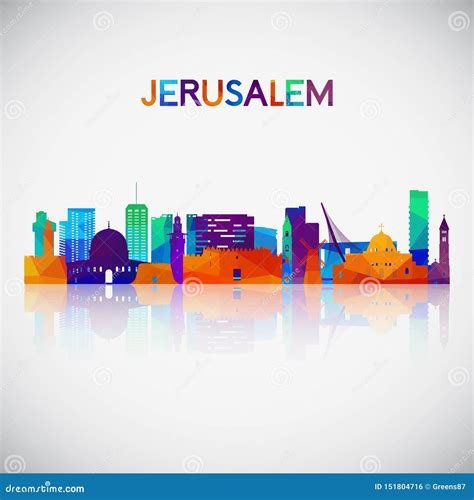 Jerusalem Skyline Silhouette in Colorful Geometric Style. Stock Vector ...