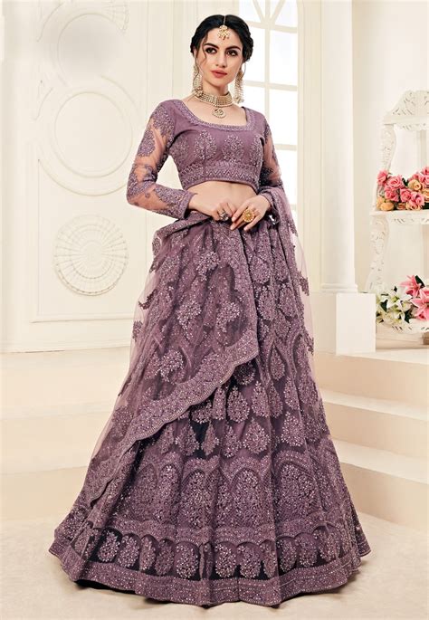 Purple Net Circular Lehenga Choli