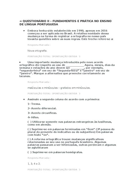 Question Rio Ii Fundamentos E Pr Tica No Ensino De L Ngua Portuguesa