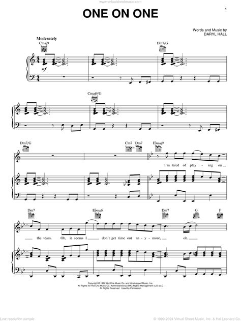 Oates One On One Sheet Music For Voice Piano Or Guitar Pdf