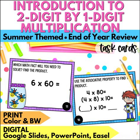 End Of Year Intro To Digit By Digit Multiplication Task Cards