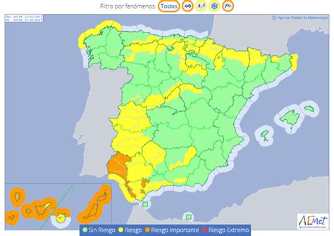 Huelva En Alerta Naranja Este Domingo Por Fuertes Lluvias Y Vientos Que