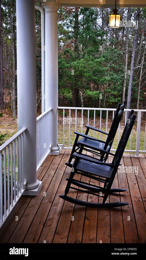 Two Rocking Chairs On Porch Stock Photo Alamy