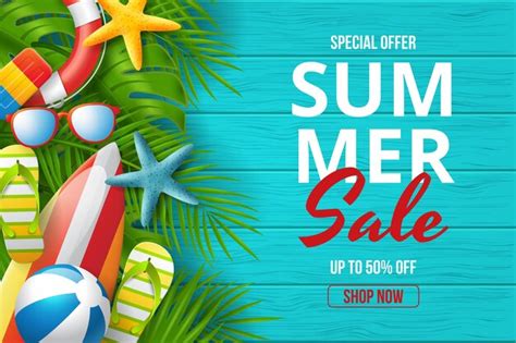 Premium Vector Summer Sale Vector Banner Design With Colorful 3d