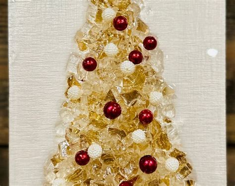 Resin Crushed Glass Framed Christmas Tree Etsy